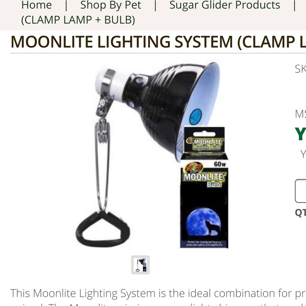 Moonlite Lightning System Clamp Lamp Light & Bulb
